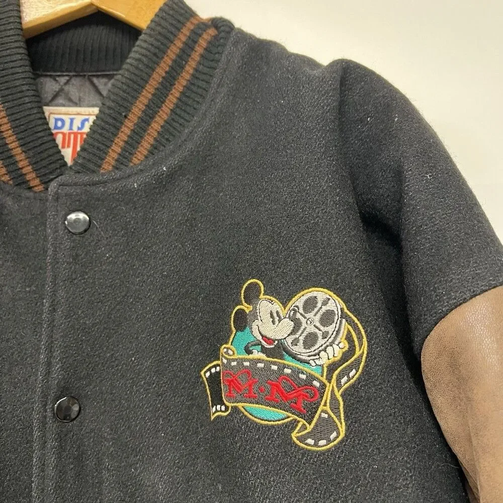 Vintage Walt Disney World Studio Varsity Leather Jacket  Large Embroidered Y2K